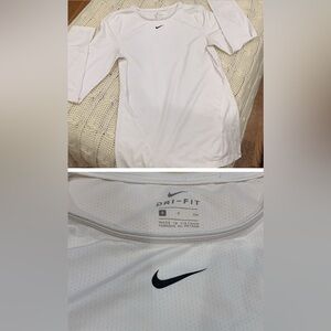 NIKE • DRI-FIT • White Long Sleeve Running Shirt • athletic • Work Out • Yoga